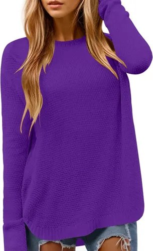 Vista 15 de DB MOON Suéter de Punto de Manga Larga con Cuello Redondo para Mujer 2025 Ajuste Holgado Suave Sólido Pullover Beige