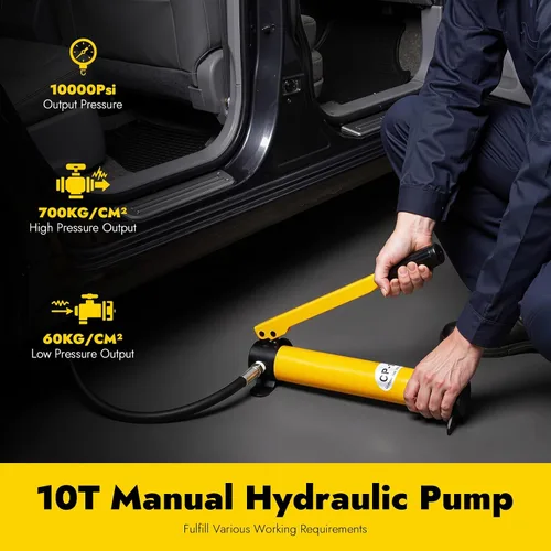 Vista 4 de Bomba de mano hidráulica 10T 10000Psi Tipo Separado Kit de bomba hidráulica manual de Ram con mango antideslizante Bolas de acero y anillo