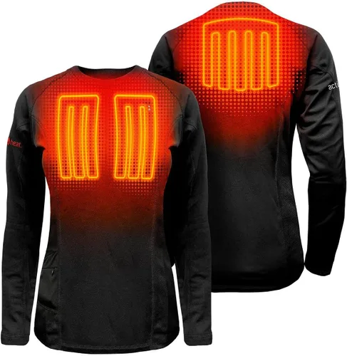 Vista 3 de ActionHeat Camisa térmica de capa base para mujer con calefacción eléctrica con 3 paneles de calor para campamento esquí caza