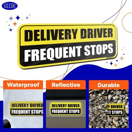 Vista 3 de GEEKBEAR Delivery Driver Frequent Stops - Imán para automóvil, colorido, reflectante, resistente a la intemperie, rectangular, 8.7 x 3.5 pulgadas