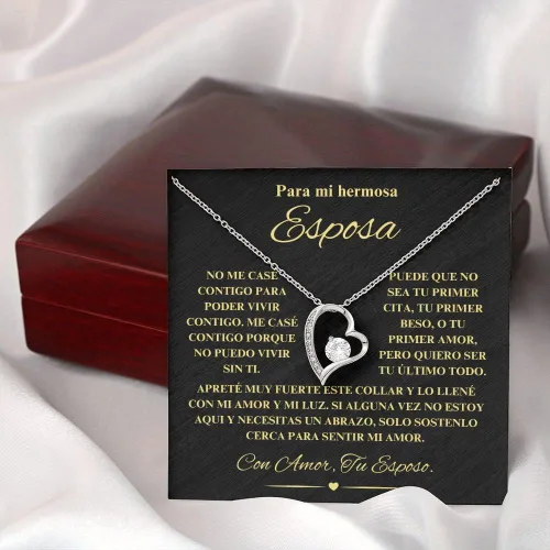 Vista 6 de LEXPO Para Mi Hermosa Esposa - Collar Regalo Personalizado Para Esposa, Novia, Pareja, Amor, Aniversario, Cumpleaños, Celebración - FL237P