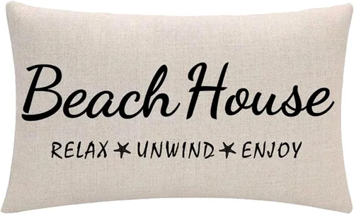 Vista 2 de 7COLORROOM Paquete de 2 fundas de almohada decorativas para casa de playa, relajante, disfrutar, relajarse, estrellas de mar, rectangulares, fundas