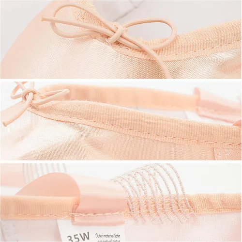Vista 6 de Soudittur Zapatos de ballet para niñas y mujeres, zapatos profesionales de satén rosa con correas elásticas cosidas y almohadillas de silicona