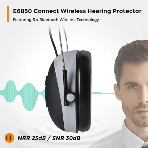 Vista 3 de Protección auditiva Bluetooth NRR 25dB micrófono integrado, protección auditiva recargable con Bluetooth, auriculares con cancelación de ruido manos