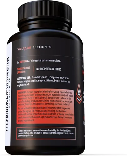 Vista 9 de Malato de Potasio 1389mg - Producción de ATP y energía celular, equilibrio electrolítico - Potasio elemental 500mg (240 cápsulas) vegano