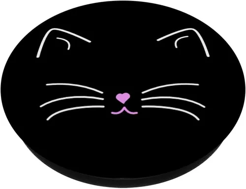 Vista 2 de Lindas orejas de gato blancas, boca y bigotes: regalo para amantes de los gatos PopSockets intercambiables PopGrip