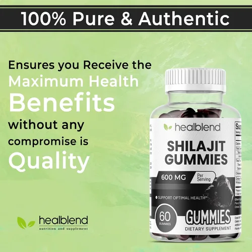 Vista 3 de healblend Gomitas Shilajit orgánicas del Himalaya de 600 mg – Salud óptima, energía e inmunidad para hombres y mujeres, sabor a fruta natural – 60