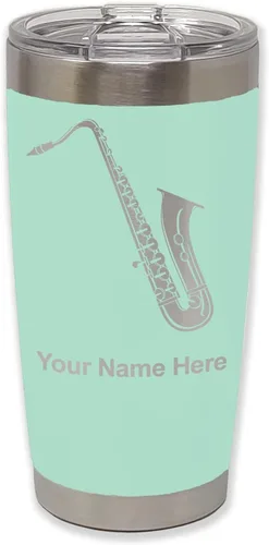 Vista 27 de LaserGram Vaso aislado al vacío de 20 onzas, saxofón, grabado personalizado incluido (negro)
