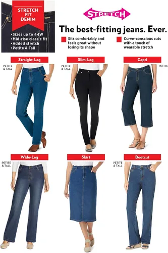 Vista 6 de Woman Within Jeans elásticos de pierna recta de talla grande para mujer