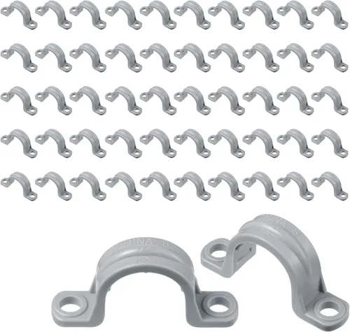 Vista 8 de Demissle Abrazadera de conducto de PVC 2 Agujero Correa U Clip Cable, 50