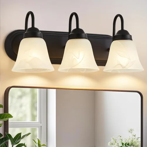 Vista 10 de EJIAXIN Lámpara de baño de 3 luces sobre espejo – Accesorios de iluminación vintage para baño, lámpara de pared fácil de instalar, luces de tocador