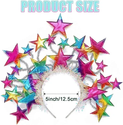 Vista 2 de Nicute Diadema con luces LED, estrellas y halo, aro brillante, para fiestas, fiestas, para mujeres y niñas