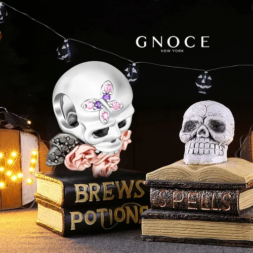 Vista 3 de GNOCE Skull Charms for Bracelet 925 Sterling Silver Halloween Charms for Women Girls Wife Daughter Christmas Gift