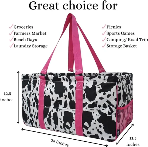 Vista 214 de NGIL Bolsa de comestibles reutilizable extra grande plegable de gran tamaño para comestibles, almacenamiento, picnic, playa, Estampado