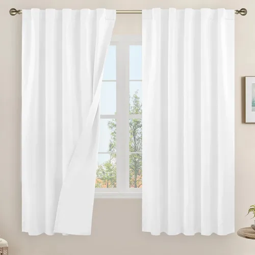 Vista 39 de LAMIT Cortinas opacas cortas de lino de 30 pulgadas para ventanas de cocina sobre el fregadero, cortinas de café texturizadas de lino marfil