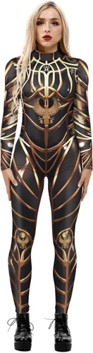 Vista 7 de Womens Hi-neck Skeleton Print Bodycon Jumpsuits Fullbody Unitard 2020#Pattern4