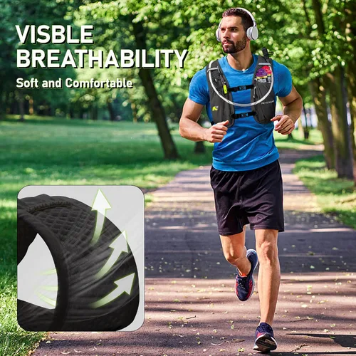 Vista 8 de N NEVO RHINO Chaleco para Correr, Chaleco de Hidratación Ligero, Mochila de Agua Aislada con Vejiga de Agua de 1.5L para Senderismo, Camino