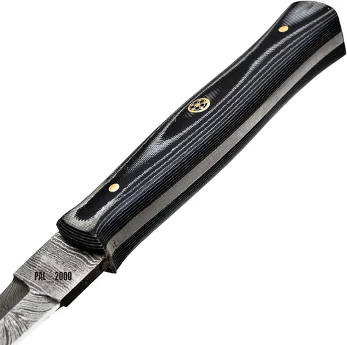 Vista 6 de PAL 2000 KNIVES DAM-2055 Cuchillo de caza hecho a mano de acero de Damasco de 8.4 pulgadas - Mango de micarta con funda
