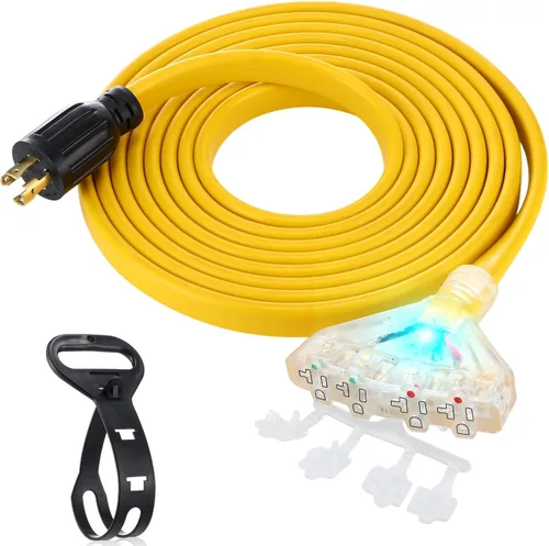 Vista 15 de Tellegloww Cable generador plano para RV NEMA TT-30p a 3X 5-20R/5-15R de 10 Negro