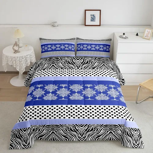 Vista 13 de Juego de ropa de cama individual de piel de cebra, guepardo y leopardo, para niños y adultos, juego de edredón de piel de animales salvajes