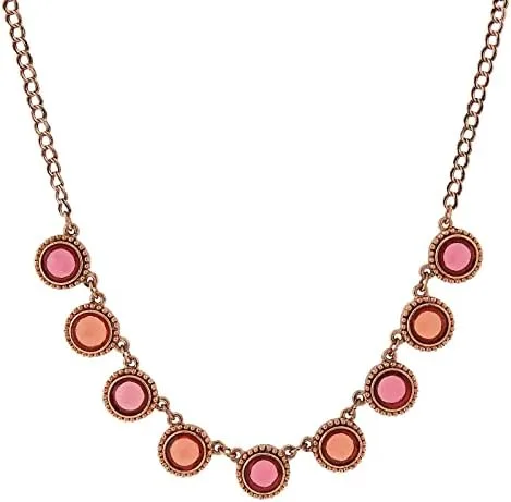 Vista 2 de 2028 Jewelry - Collar facetado de color rosa, naranja y frambuesa, 16 pulgadas + extensor de 3 pulgadas, Zinc, No es una piedra preciosa