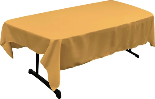 Vista 132 de LA Linen Mantel rectangular lavable de popelín de poliéster, resistente a las manchas y a las arrugas, cubierta de mesa 60x84, mantel de tela