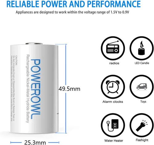 Vista 3 de Baterías C recargables con cargador de batería inteligente, 5000mAh-8
