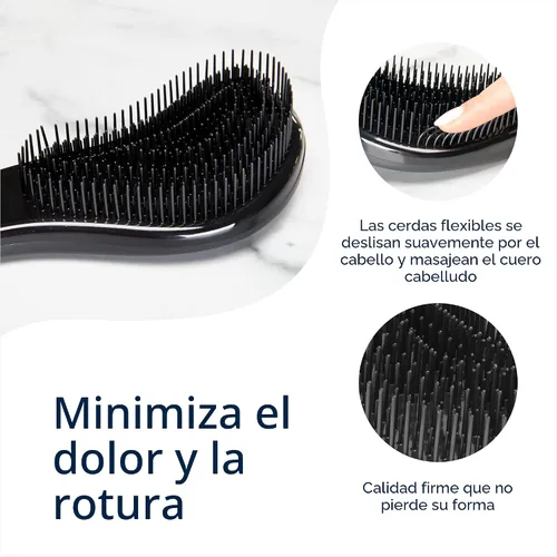 Vista 3 de Crave Naturals, Cepillo Desenredarte Deslizante para Resultados Definitivos, Niños y Adultos, Uso como Peine o Cepillo para Cabello, Color Negro