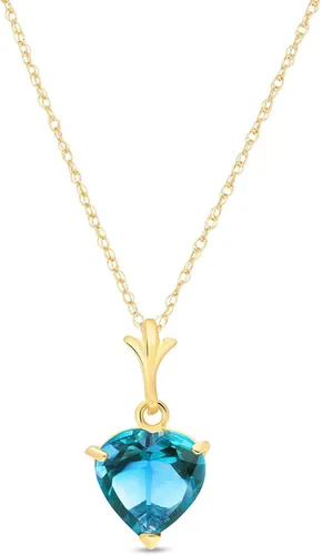 Vista 3 de Galaxy Gold GG Juego de joyas de oro de 14 quilates - Collar y pendientes con topacio azul natural en forma de corazón