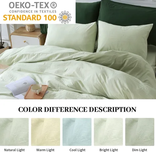 Vista 58 de NEXHOME PRO Funda de edredón Twin XL 100% algodón lavado, transpirable, duradera, texturizada, similar al lino, juego de ropa de cama para el hogar