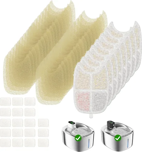 Vista 8 de Paquete de 4 filtros de fuente de agua para gatos y 16 esponjas de prefiltro para FS10pro, filtros de repuesto de 6 capas para fuente inalámbrica