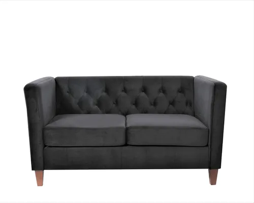 Vista 37 de Container Furniture Direct Muebles clásicos con capitoné y modernos para sala de estar, sofá universitario con relleno, cómodo sofá biplaza de Gris