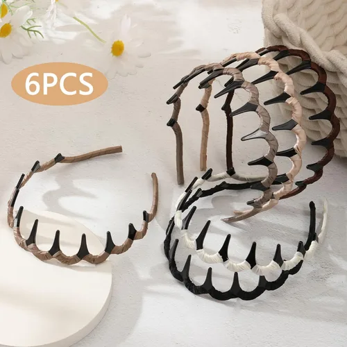Vista 7 de Auseibeely 6 diademas en zigzag para mujer, diadema ondulada antideslizante con dientes, diadema de plástico en forma de U para niñas, adolescentes
