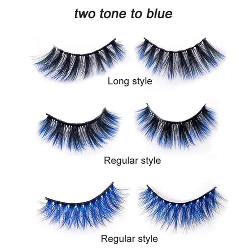 Vista 3 de Kit de pestañas azules magnéticas 6D y delineador de ojos magnético 3 estilos con pinzas (azul)