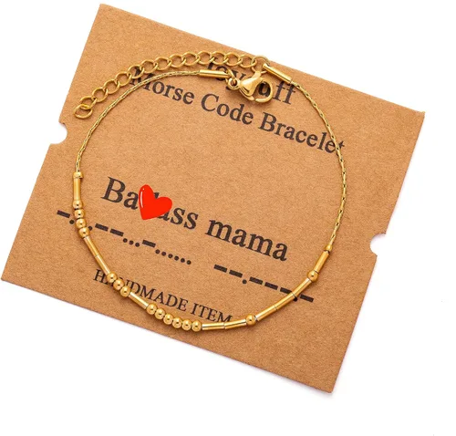 Vista 110 de JoycuFF Pulseras inspiradoras de código morse para mujeres, cuentas de plata, joyería con mantra de motivación, regalos para ella
