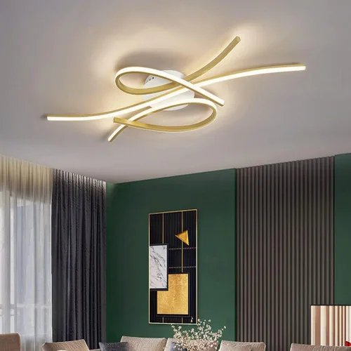 Vista 9 de Lámpara de techo LED para sala de estar, 55 W, moderna, regulable, 3000 K - 6500 K, lámpara de techo empotrada para interiores, lámpara de techo