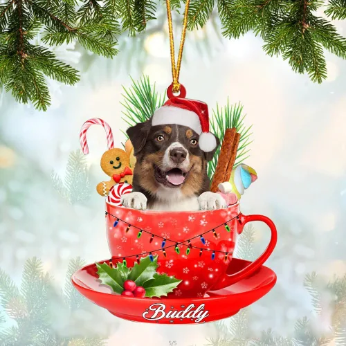 Vista 104 de Alaskan Malamute - Adorno de tetera de perro sentado en una tetera de Navidad, adorno de Navidad con nombre personalizado, adorno de automóvil