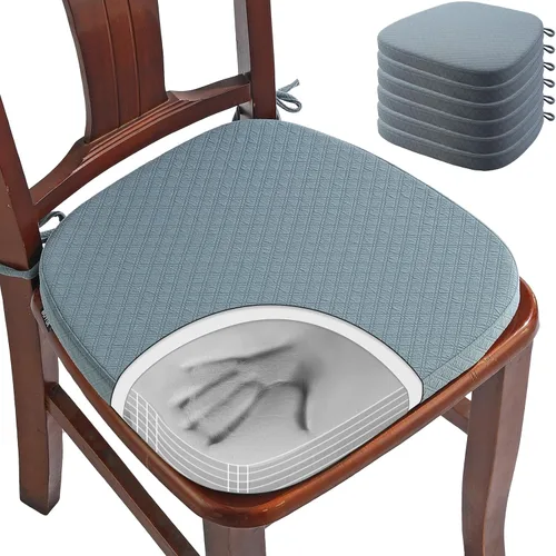 Vista 21 de BUYUE Cojín de Lujo de Espuma Viscoelástica 100% Pura para Silla 1 Paquete, Jacquard 16" Forma de U Cómodo Cojín para Silla de Comedor, Cojín