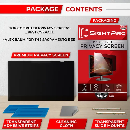 Vista 6 de SightPro Filtro de pantalla de privacidad de computadora de 22 pulgadas 16:10 para monitor, protector de privacidad y protector antirreflejos