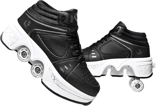 Vista 25 de Rueda de deformación de doble hilera Zapatos para caminar automáticos Deformación invisible Patín de ruedas 2 en 1 Patines de polea extraíble