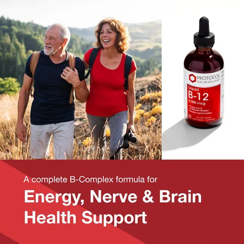 Vista 3 de PROTOCOL FOR LIFE BALANCE Liquid B-12 5,000mcg - Soporte del sistema nervioso - con vitaminas B - Líquido de vitamina B vegano y sin lácteos - 4
