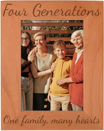 Vista 24 de Gifts For All By Rachel Olevia Five Generations One Family Many Hearts - Marco de fotos de madera natural grabado de 4 x 6 pulgadas, diseño