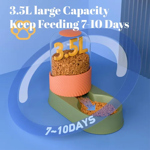 Vista 3 de Comedero automático para gatos y dispensador de agua, 2 unidades, alimentador de alimentos por gravedad para perros y cuenco de agua para mascotas