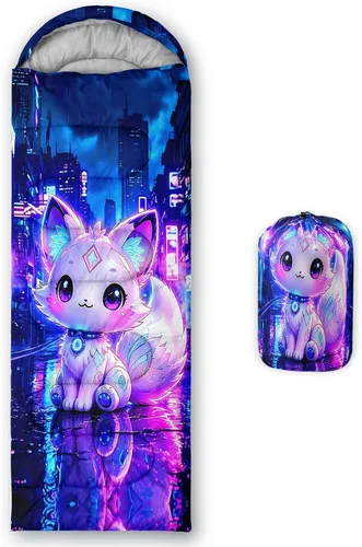 Vista 17 de QOOMO Axolotl - Lindos sacos de dormir para campamento, 3 estaciones, clima cálido y fresco, ligeros, impermeables, para adultos y niños, viajes