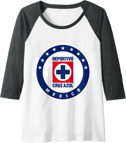 Vista 10 de Deportivo Cruz Azul Camiseta de béisbol raglán, Negro, S