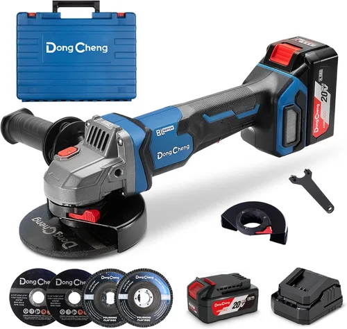 Vista 10 de Dong Cheng Amoladora angular inalámbrica de 20 V 4-1/2 pulgadas, 9000 RPM con interruptor de paleta, herramienta de corte, protección DSC