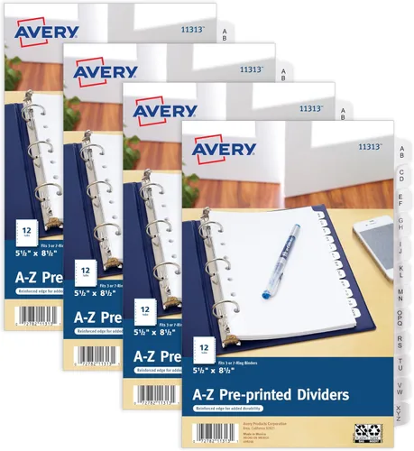Vista 7 de Avery Mini Preprinted separadores con pestañas, 5,5 x 8.5-pulgadas, 12-tab A-Z Set (11313), Blanco