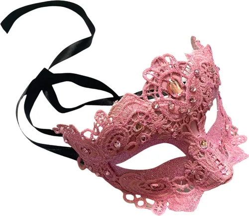Vista 32 de MASQ Par de máscaras de encaje brocado para mascarada, Mardi Gras, cumpleaños, graduación, boda, fiesta Bk Lace W Pluma