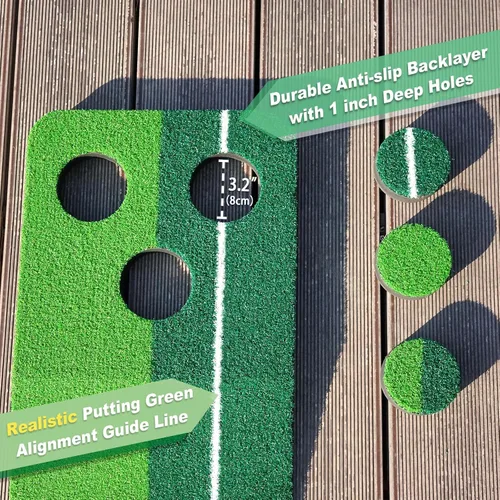 Vista 2 de SENSECLUB Verde de Golf Interior Plegable, Juego de Alfombra de Golf, Regalos de Golf para Hombres con Sistema de Recolección de Bolas