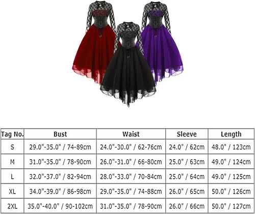 Vista 3 de IWEMEK Vestido gótico steampunk para mujer con corsé, encaje floral, vestido de cóctel con vuelo, pañuelo, vestido punk de vapor para Halloween
